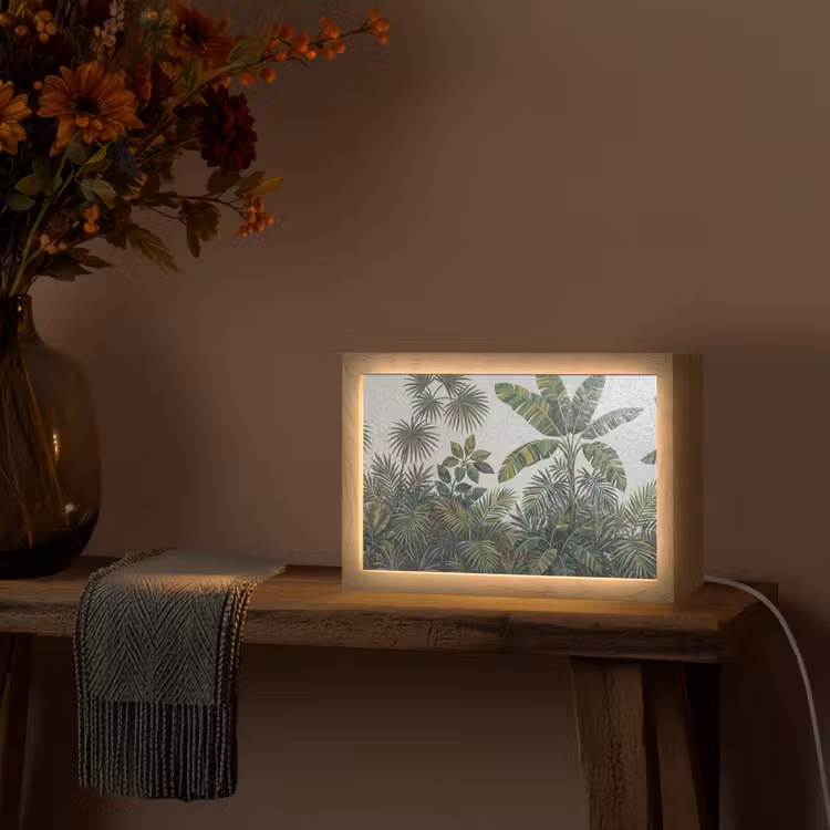 Planten - Tropisch - Mozaïek - Groen - Natuur Light Box met kabel (Tafellamp) klein -sfeer4