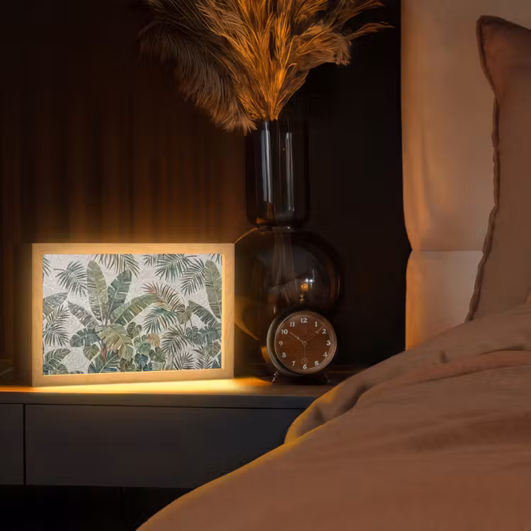 Planten - Tropisch - Mozaïek - Natuur - Groen Light Box met kabel (Tafellamp) klein -sfeer1
