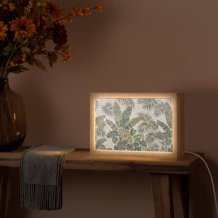 Planten - Tropisch - Mozaïek - Natuur - Groen Light Box met kabel (Tafellamp) klein -sfeer4