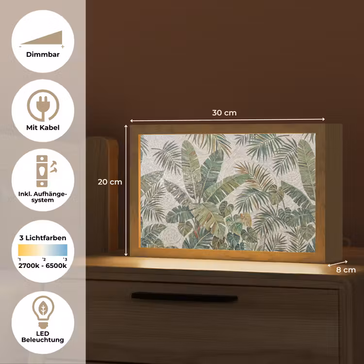 Planten - Tropisch - Mozaïek - Natuur - Groen Light Box met kabel (Tafellamp) klein -USP_DE