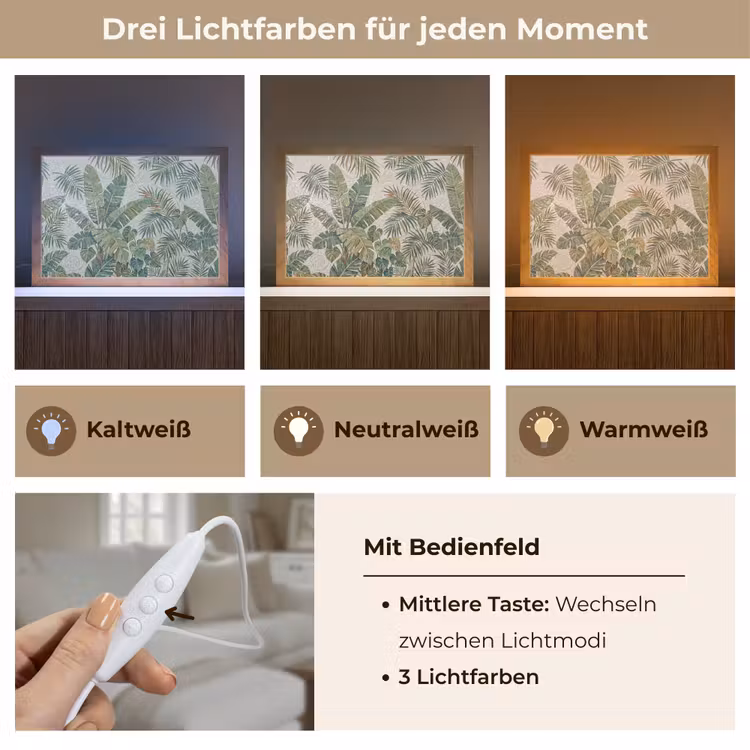 Planten - Tropisch - Mozaïek - Natuur - Groen Light Box met kabel (Tafellamp) klein -USP_lichtkleurDE