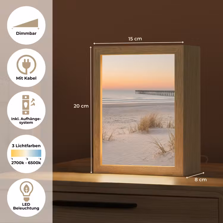 Pier - Zonsondergang - Strand Light Box met kabel (Tafellamp) klein -USP_DE