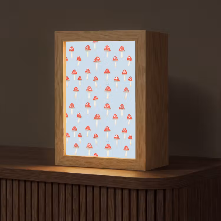 Paddenstoel -Sprookje - Blauw Light Box met kabel (Tafellamp) klein 925 -z3d_website