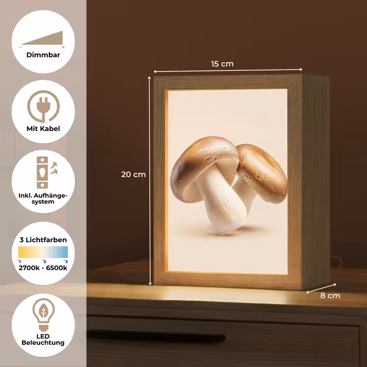 Champignons - Zacht - Beige Light Box met kabel (Tafellamp) klein -USP_DE