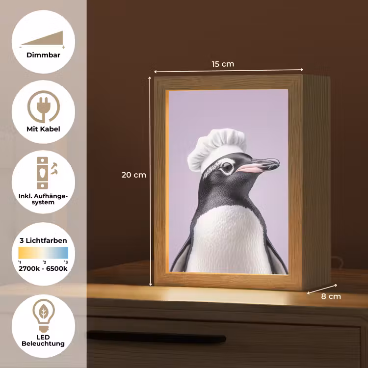 Pinguïn - Koksmuts - Lief - Paars Light Box met kabel (Tafellamp) klein -USP_DE