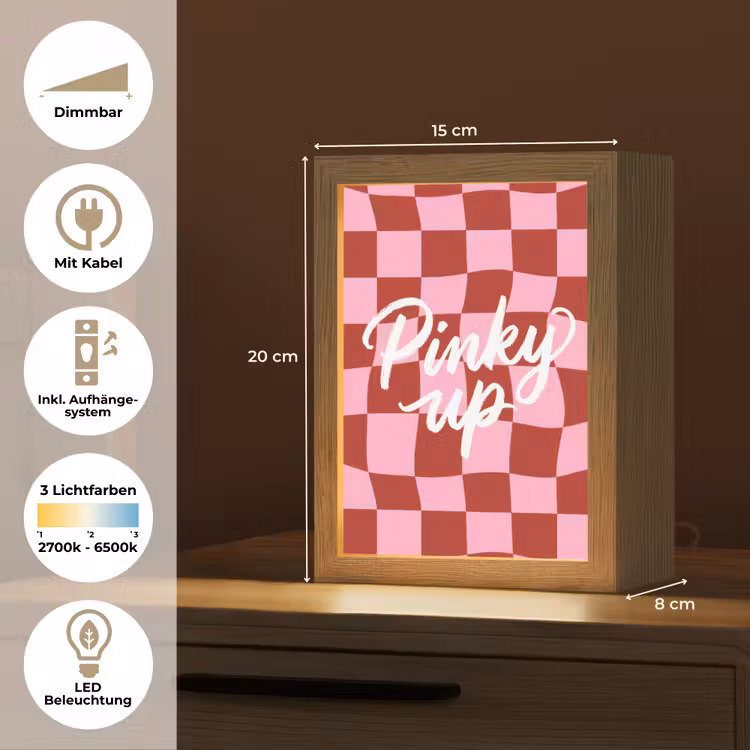 Pinky up - Geblokt - Bordeauxrood Light Box met kabel (Tafellamp) klein -USP_DE