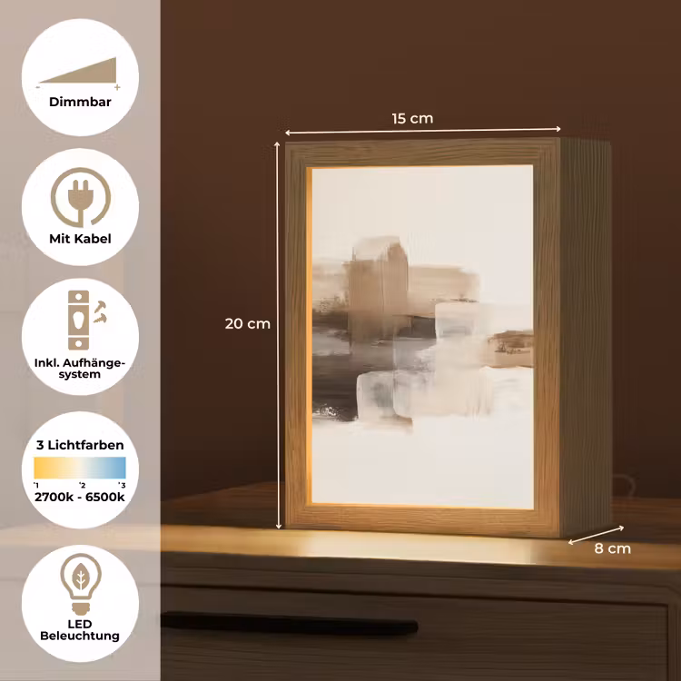 Penseelstreken - Abstract landschap - Rust Light Box met kabel (Tafellamp) klein -USP_DE