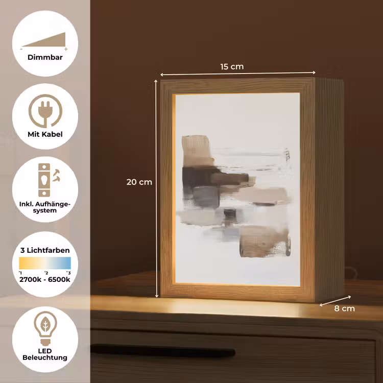 Penseelstreken - Balans - Beige - Bruin Light Box met kabel (Tafellamp) klein -USP_DE