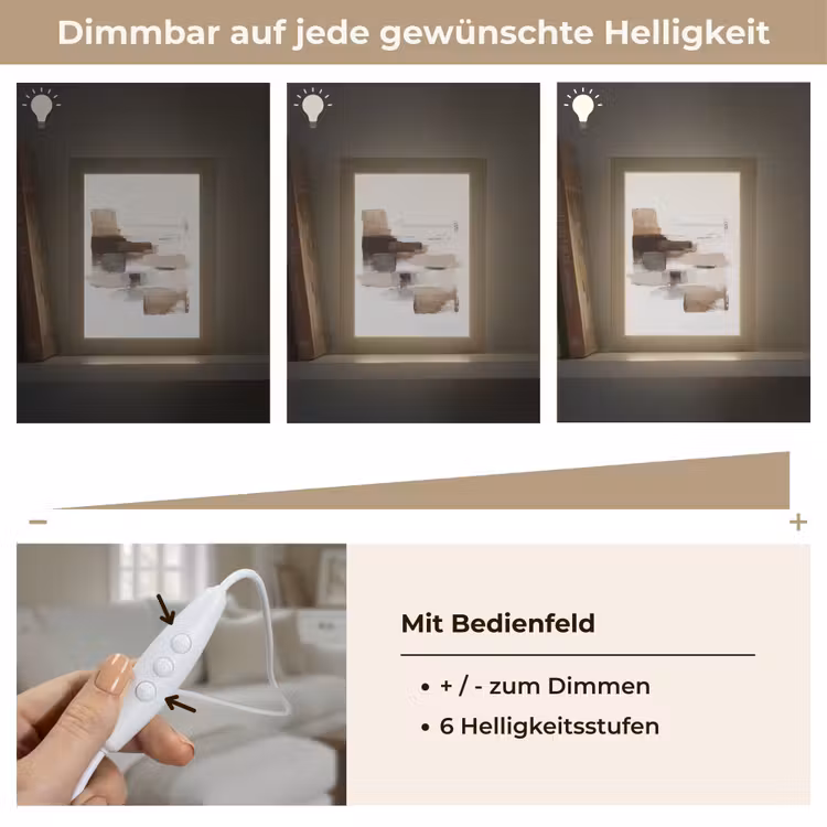 Penseelstreken - Balans - Beige - Bruin Light Box met kabel (Tafellamp) klein -USP_dimbaarDE