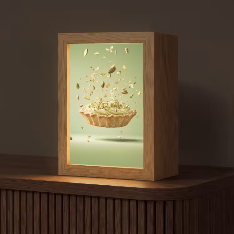 Pistache - Taart - Noten - Eten Light Box met kabel (Tafellamp) klein -z3d_website