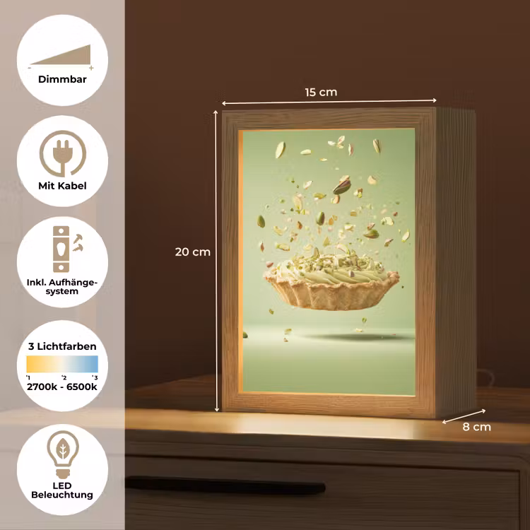 Pistache - Taart - Noten - Eten Light Box met kabel (Tafellamp) klein -USP_DE