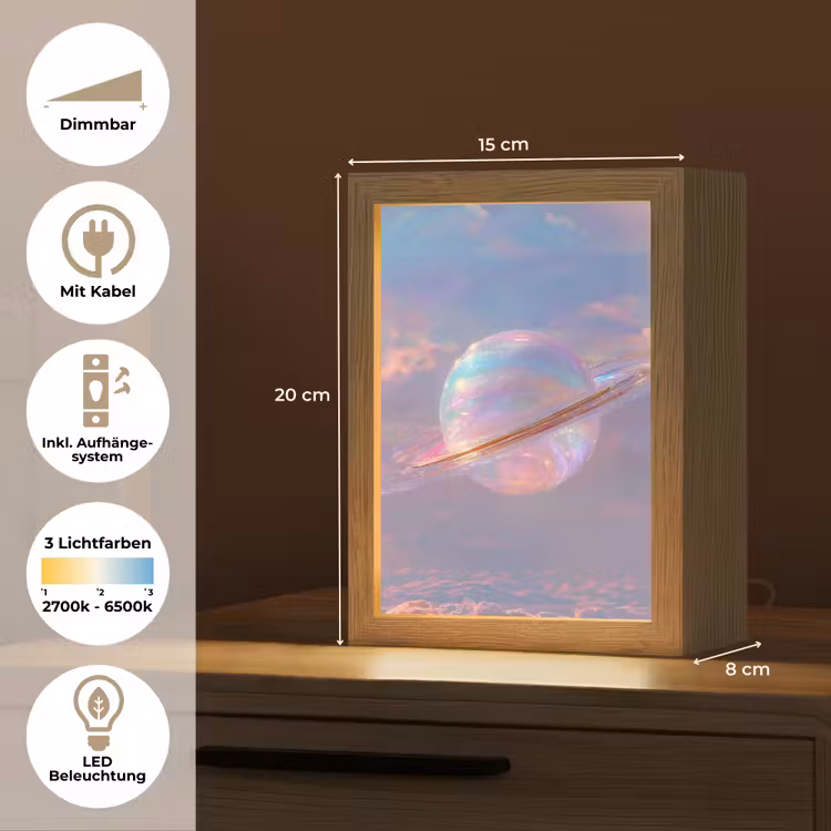 Planeet - Lucht - Wolken - Pasteltinten Light Box met kabel (Tafellamp) klein -USP_DE