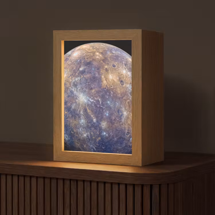 Tischlampe - Planet – Krater – Weltraum - Planeet - Kraters - Ruimte Light Box met kabel (Tafellamp) klein