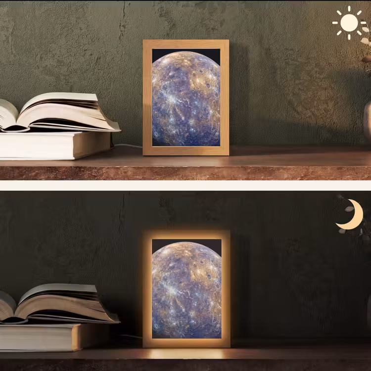 Tischlampe - Planet – Krater – Weltraum - Planeet - Kraters - Ruimte Light Box met kabel (Tafellamp) klein