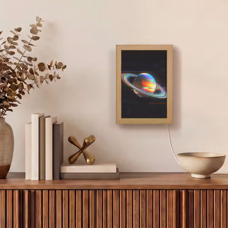 Planeet - Cirkel - Kleurrijk Light Box met kabel (Tafellamp) klein -sfeer2