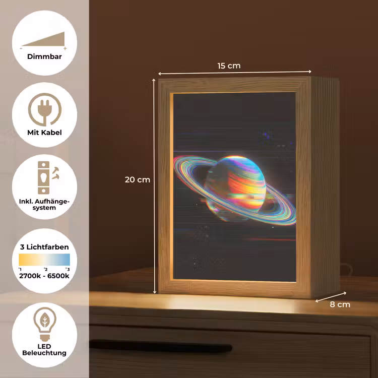 Planeet - Cirkel - Kleurrijk Light Box met kabel (Tafellamp) klein -USP_DE