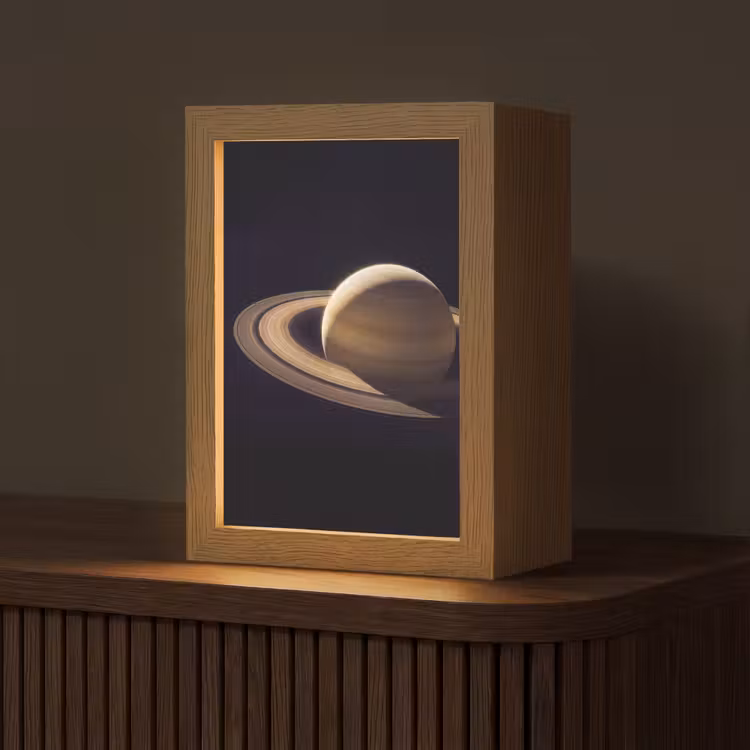 Tischlampe - Planet – Ringe – Weltraum - Planeet - Ringen - Ruimte Light Box met kabel (Tafellamp) klein