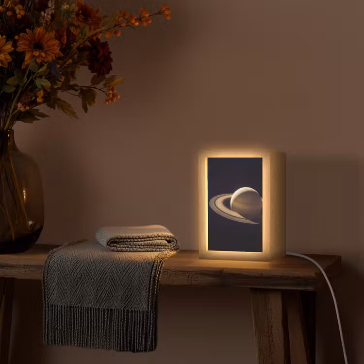 Tischlampe - Planet – Ringe – Weltraum - Planeet - Ringen - Ruimte Light Box met kabel (Tafellamp) klein
