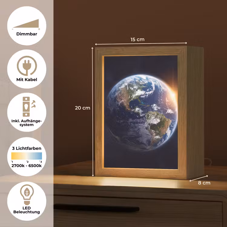 Tischlampe - Planet – Weltraum – Kosmos - Planeet - Ruimte - Kosmos Light Box met kabel (Tafellamp) klein