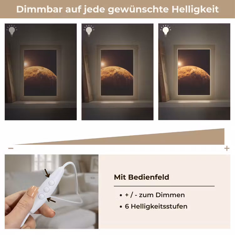 Tischlampe - Planet – Weltraum – Orange - Planeet - Ruimte - Oranje Light Box met kabel (Tafellamp) klein