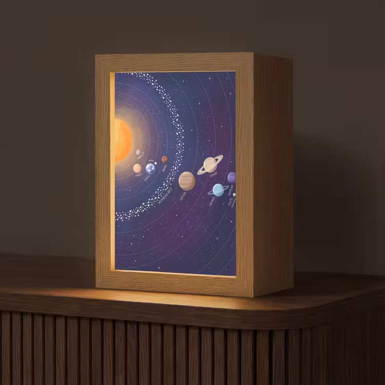 Planetenstelsel - Ruimte - Illustratie Light Box met kabel (Tafellamp) klein -z3d_website
