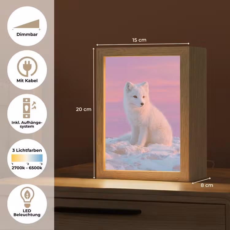 Poolvos - Sneeuw - Roze Light Box met kabel (Tafellamp) klein -USP_DE