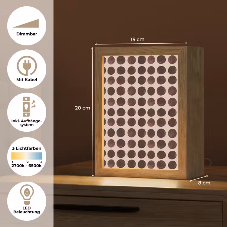 Stippen - Patroon - Bruin Light Box met kabel (Tafellamp) klein 925 -USP_DE