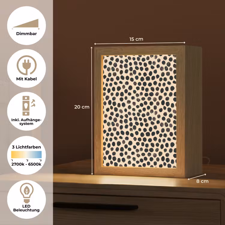 Stippen - Patroon - Zwart Light Box met kabel (Tafellamp) klein 925 -USP_DE