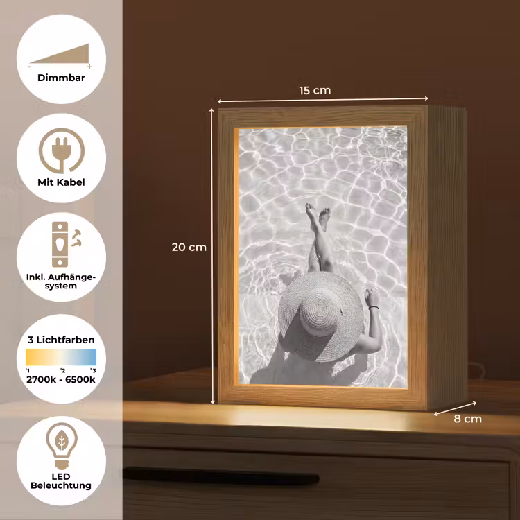 Zwembad - Hoed - Water - Zwart - Wit - Zomers Light Box met kabel (Tafellamp) klein -USP_DE