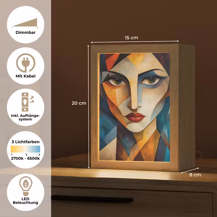 Portret - Abstract - Vormen Light Box met kabel (Tafellamp) klein -USP_DE