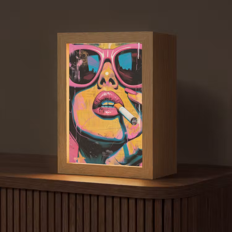 Portret - Vrouw - Abstract - Zonnebril Light Box met kabel (Tafellamp) klein -z3d_website