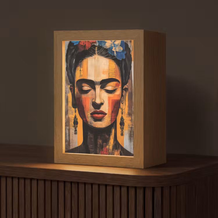 Portret - Vrouw - Bloemen Light Box met kabel (Tafellamp) klein -z3d_website