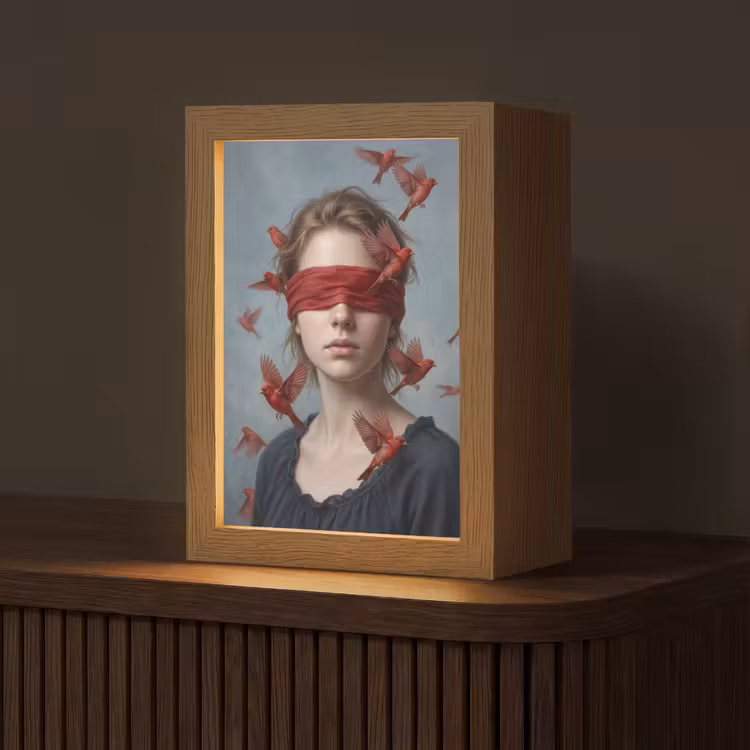 Portret - Krachtig - Rood Light Box met kabel (Tafellamp) klein -z3d_website