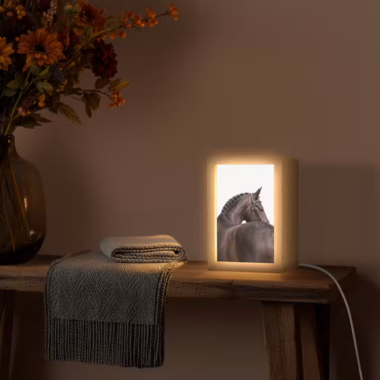 Portret - Paard - Elegant Light Box met kabel (Tafellamp) klein -sfeer4