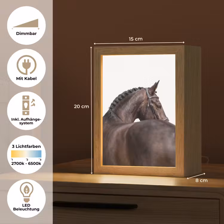 Portret - Paard - Elegant Light Box met kabel (Tafellamp) klein -USP_DE
