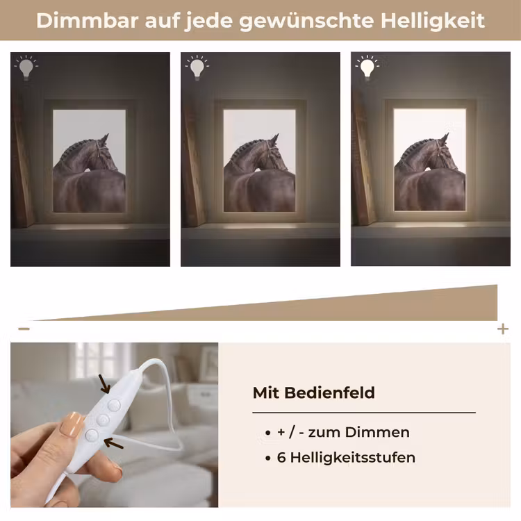 Portret - Paard - Elegant Light Box met kabel (Tafellamp) klein -USP_dimbaarDE