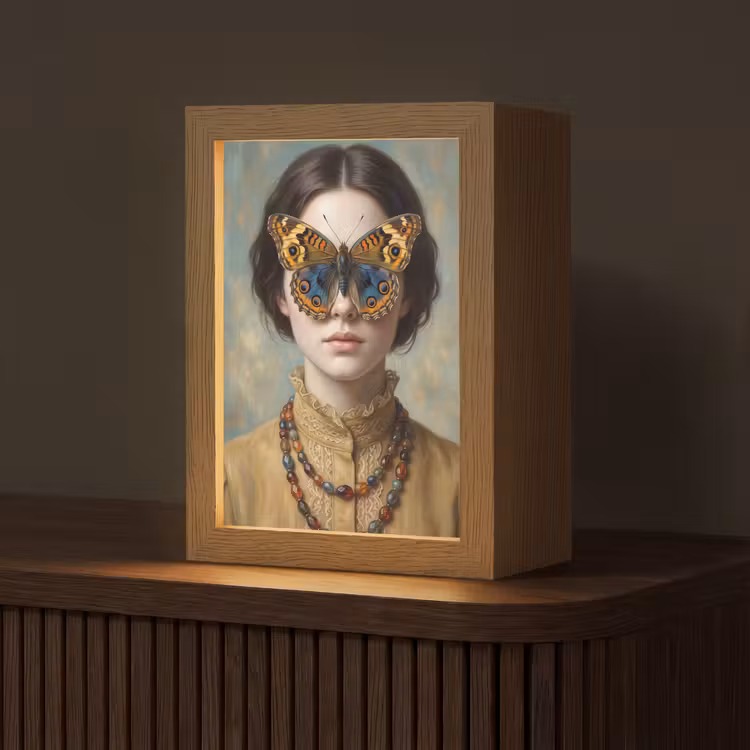 Portret - Vlinder - Kleurrijk Light Box met kabel (Tafellamp) klein -z3d_website