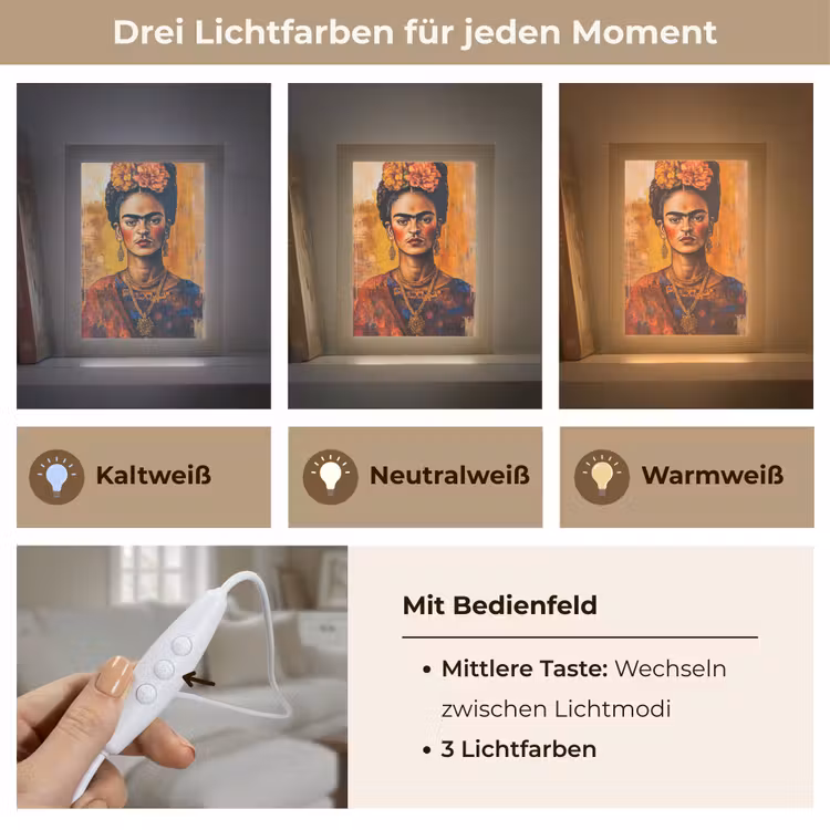 Portret - Sieraden - Schilderachtig Light Box met kabel (Tafellamp) klein -USP_lichtkleurDE
