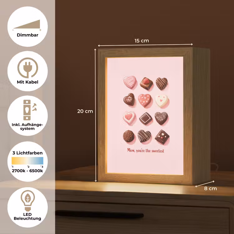 Chocolaatjes - Hartvormig - Liefste Light Box met kabel (Tafellamp) klein -USP_DE