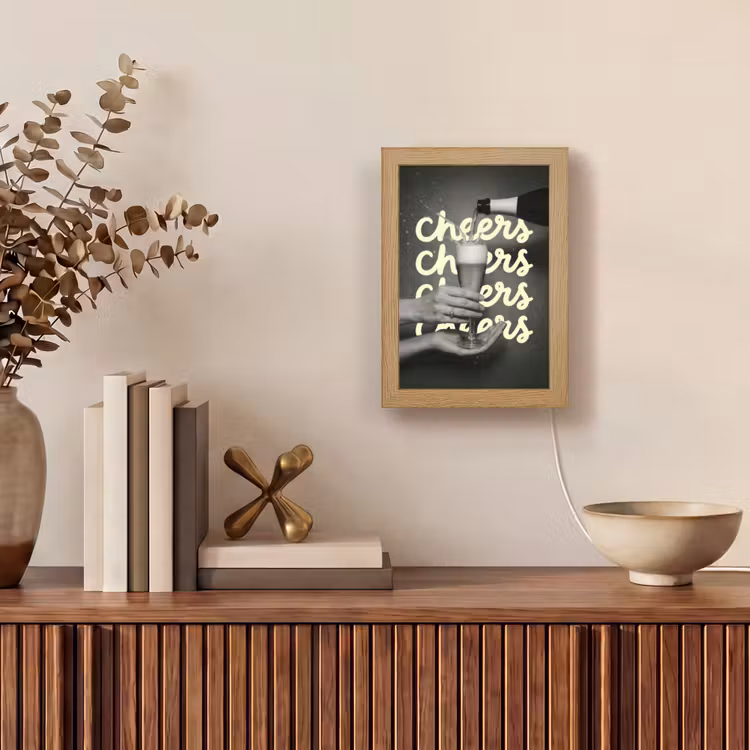 Cheers - Wijn - Zwart - Wit Light Box met kabel (Tafellamp) klein -sfeer2