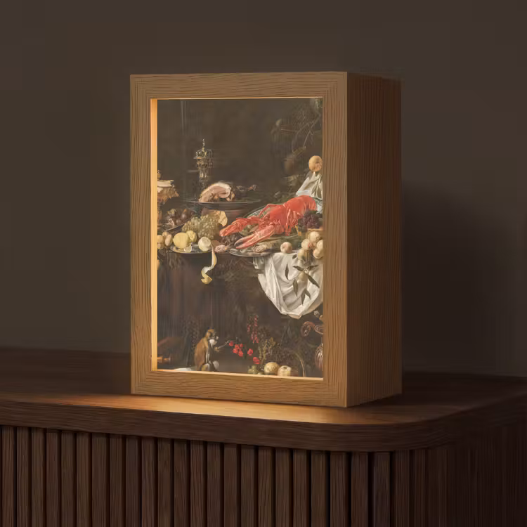 Pronkstilleven - Adriaen van Utrecht - Olieverf Light Box met kabel (Tafellamp) klein -z3d_website