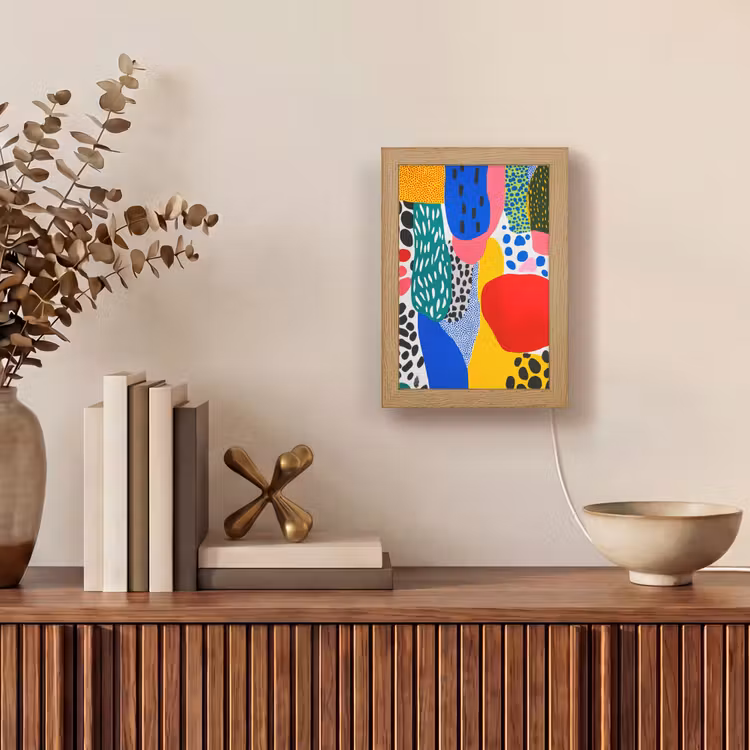 Stippen - Vormen - Modern - Kleuren Light Box met kabel (Tafellamp) klein -sfeer2