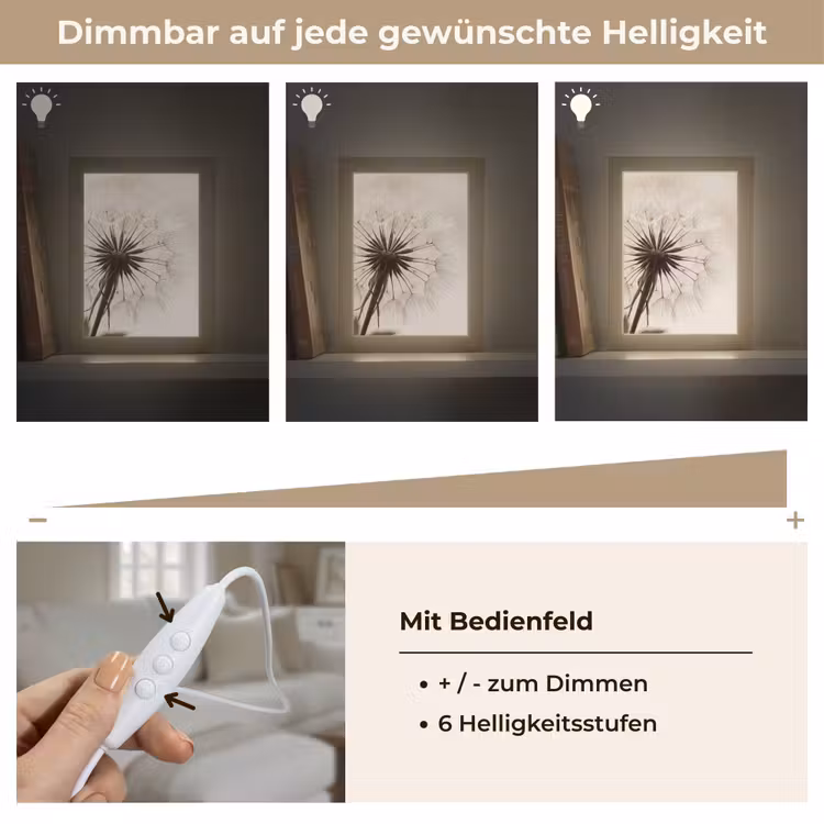 Paardenbloem - Minimalistisch - Wit Light Box met kabel (Tafellamp) klein -USP_dimbaarDE