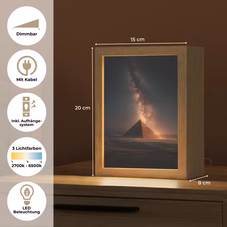 Piramide - Woestijn - Licht Light Box met kabel (Tafellamp) klein -USP_DE