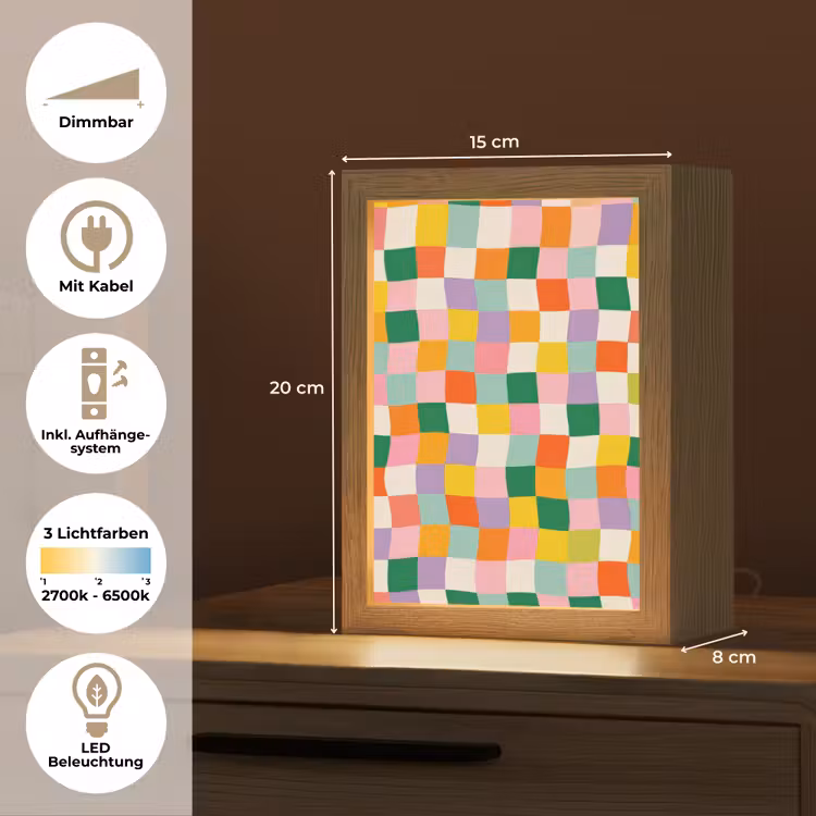 Vierkanten - Kleurrijk - Golvend Light Box met kabel (Tafellamp) klein -USP_DE