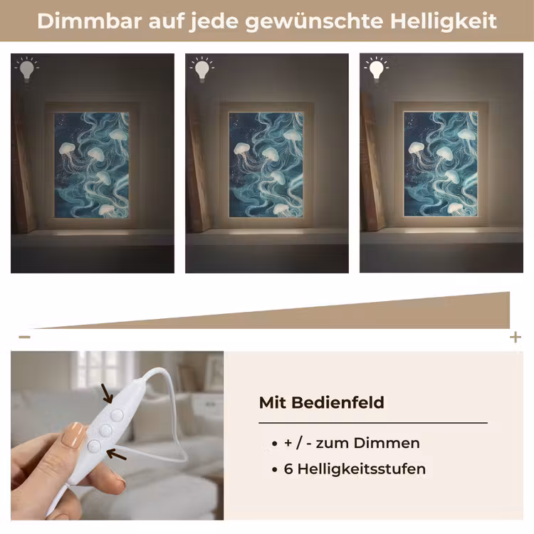 Kwallen - Zee - Wit - Golven Light Box met kabel (Tafellamp) klein -USP_dimbaarDE