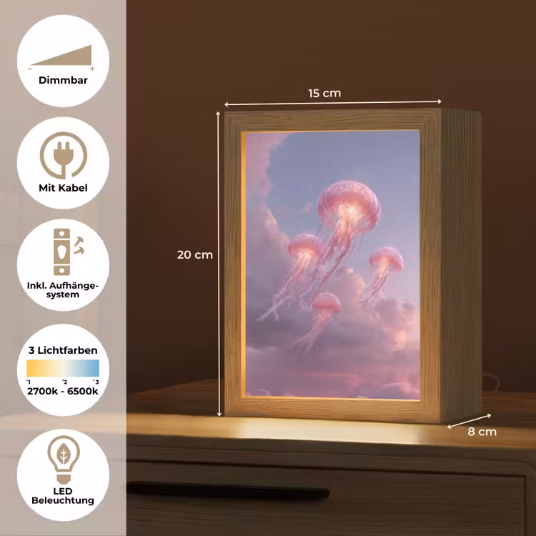 Kwallen - Roze - Wolken Light Box met kabel (Tafellamp) klein -USP_DE