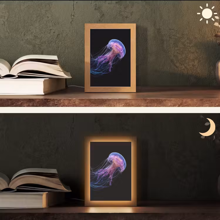 Kwal - Doorzichtig - Roze - Tentakels Light Box met kabel (Tafellamp) klein -sfeer3