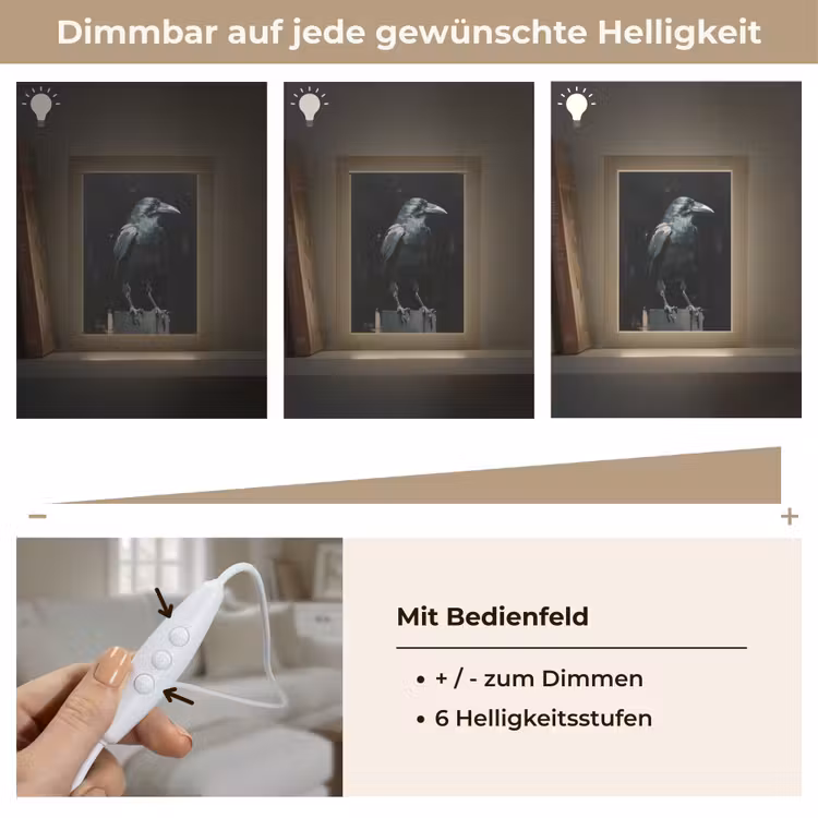 Raaf - Vogels - Zwart Light Box met kabel (Tafellamp) klein -USP_dimbaarDE