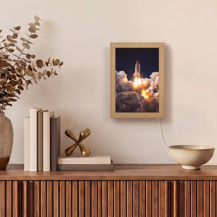 Tischlampe - Raumfahrzeug – Start – Sterne - Ruimtevaartuig - Lancering - Sterren Light Box met kabel (Tafellamp) klein